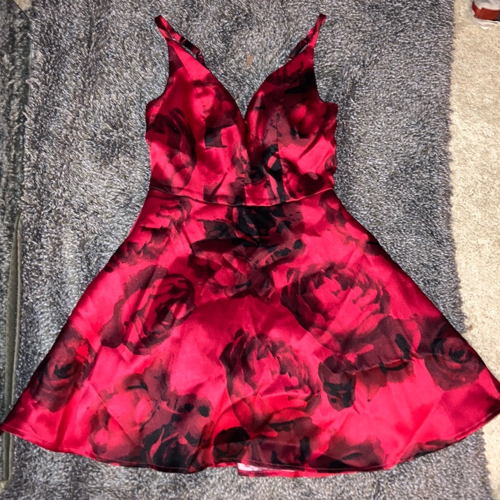 Red Rose Velvet Formal Dress